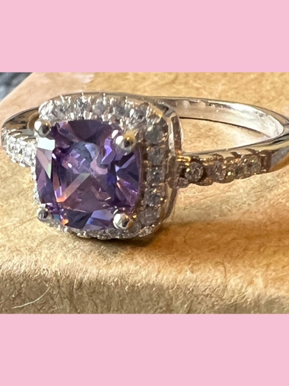 Amethyst & Moissanite Sterling Silver Ring NWOT